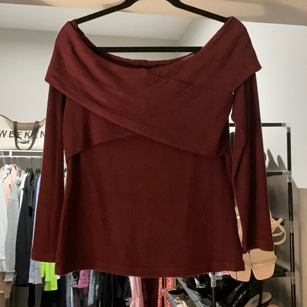 Long sleeve off the shoulder sweater